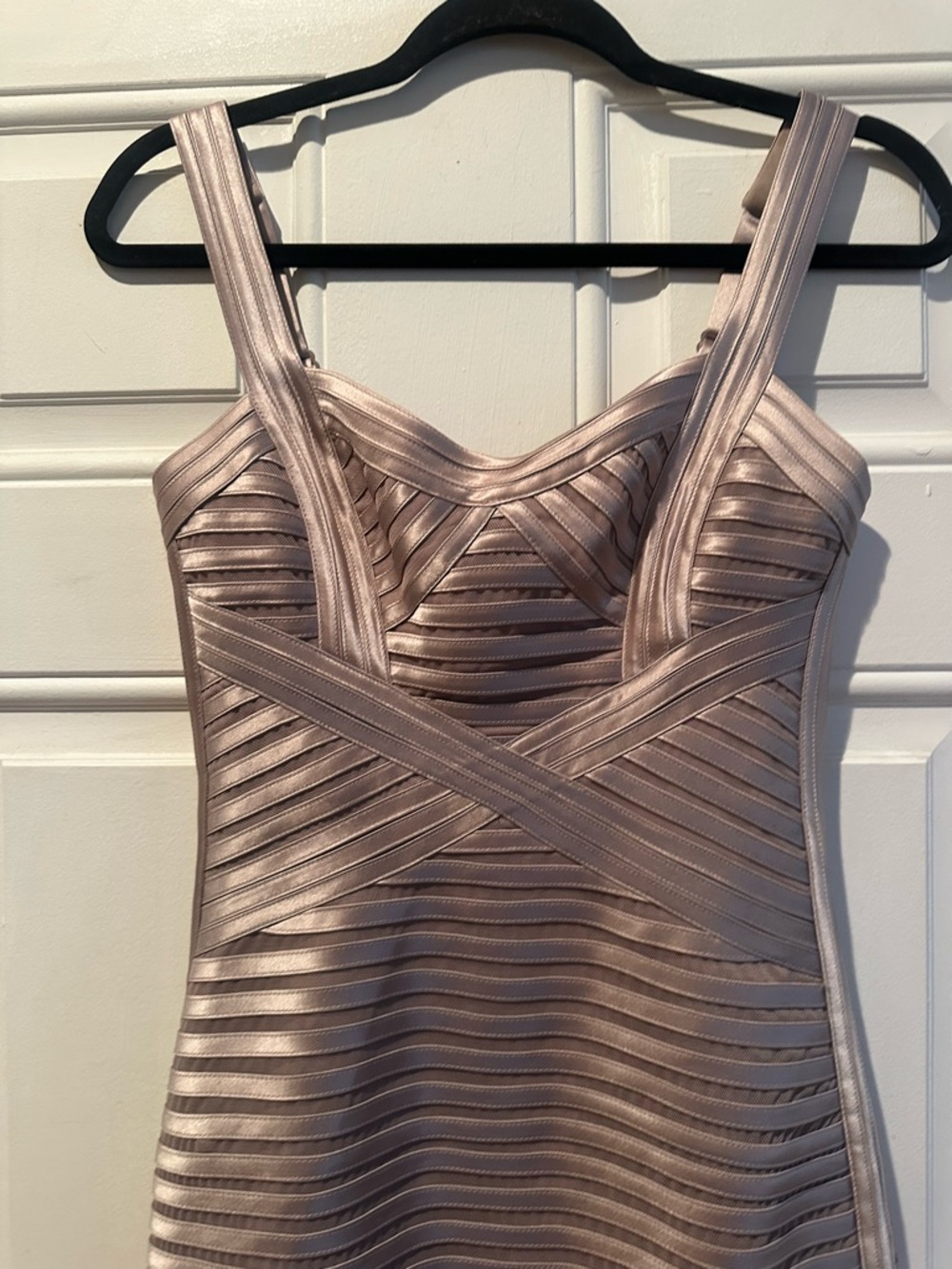 BCBGMaxAzria Metallic Taupe Strappy Mini Dress - Picture 4 of 15
